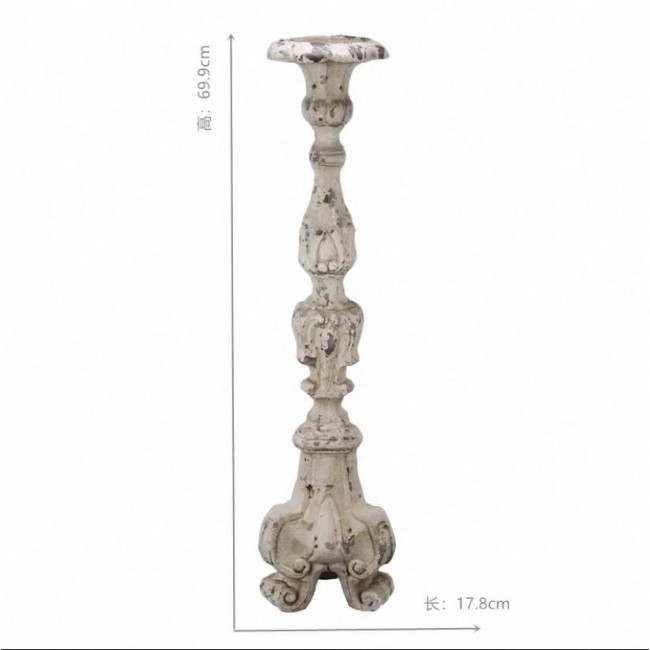 شمعدان  أبيض معتق بتصميم روماني مثالي لديكور المنزل متوفر الحجمين 7404