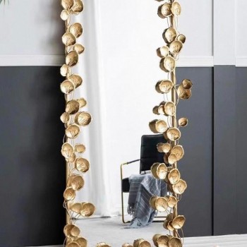 مرايا أرضية بإطار ورد ذهبي بتصميم مودرن 7716