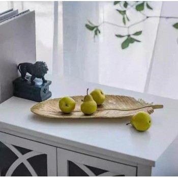 صحن ريشه ذهبي من راتنج مثالي لديكور المنزل 7670