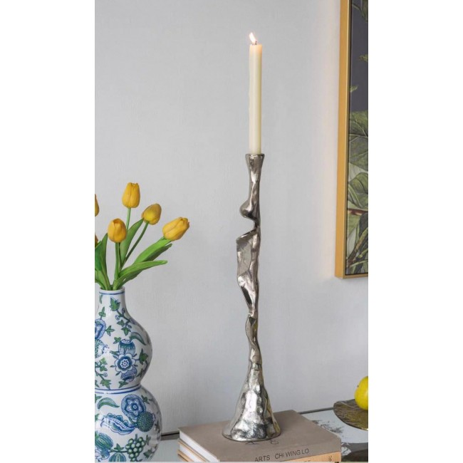 شمعدان معدن فضي بستايل أوربي فاخر متوفر الحجمين 7552