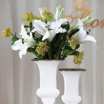 فازة سيراميك بتصميم أوربي ملائم لديكور المنزل متوفر الحجمين 7498