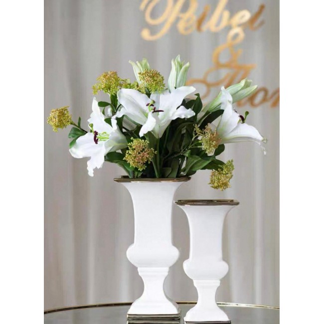 فازة سيراميك بتصميم أوربي ملائم لديكور المنزل متوفر الحجمين 7498