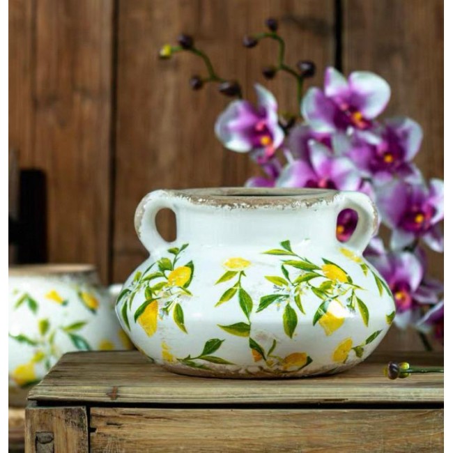 فازة سيراميك بتصميم ريفي ملائم لديكور المنزل 7441