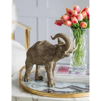 تحفة فيل بأنياب فايبر ملائم لديكور المنزل 7567 تحفة فيل بأنياب فايبر ملائم لديكور المنزل 7567
