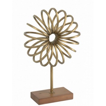 تحفة معدن بتصميم الورد بقاعده خشبيه بستايل أنيق 7671
