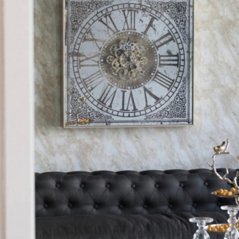 ساعة مرايا زجاجية بتصميم تروس مكانيكية نمط أوربي مثالي لديكور المنزل7756