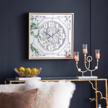 ساعة مرايا زجاجية بتصميم تروس مكانيكية نمط أوربي 7754