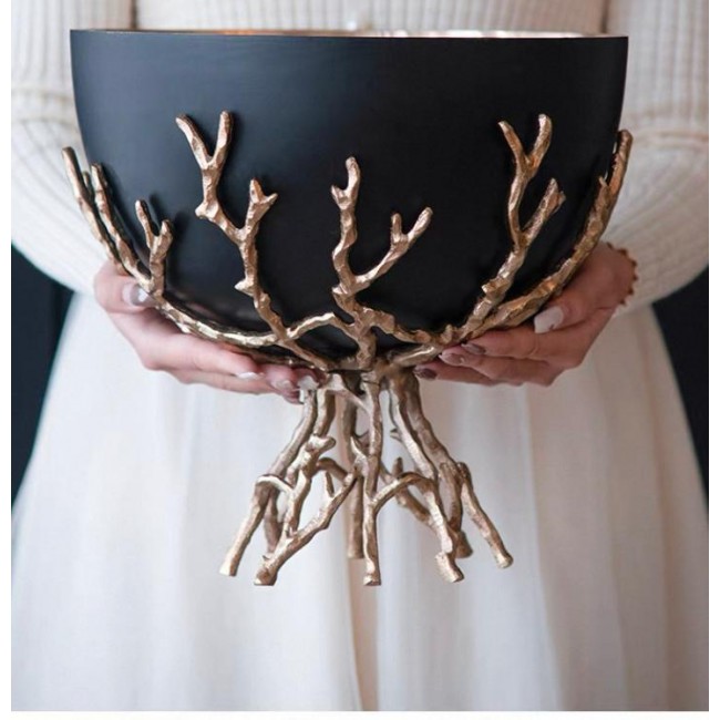 صحن تقديم مودرن معدن أسود فاخر 7430