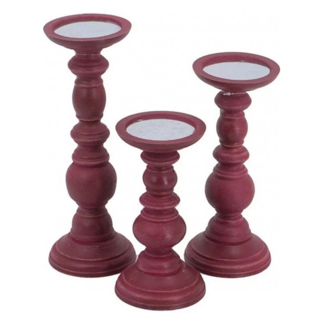 طقم شمعدان بألوان دافئه على الطراز الاروبي كلاسيك 3 قطع 7556