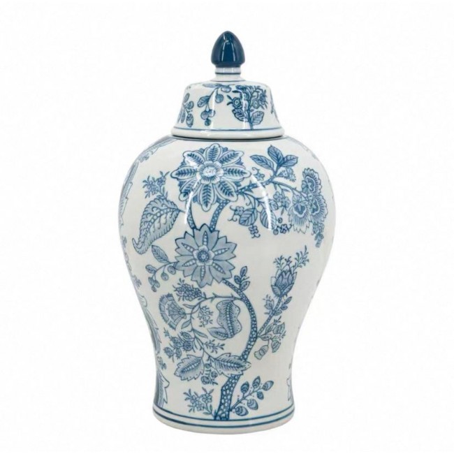 فازة سيراميك أنيقه بنقوش الورد ريفيه مثالي لديكور المنزل 7505