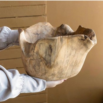 صحن تقديم من خشب الطبيعي مموج مثالي لديكور المنزل L7575 صحن تقديم من خشب الطبيعي مموج مثالي لديكور المنزل L7575