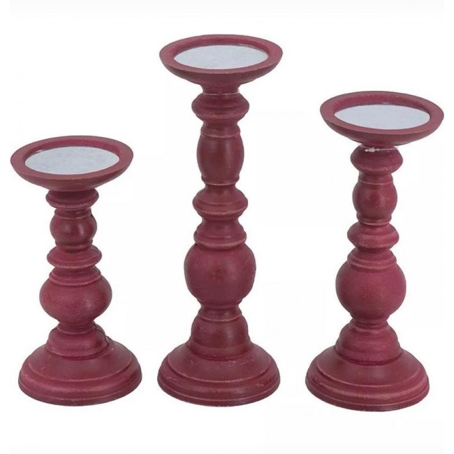 طقم شمعدان بألوان دافئه على الطراز الاروبي كلاسيك 3 قطع 7556