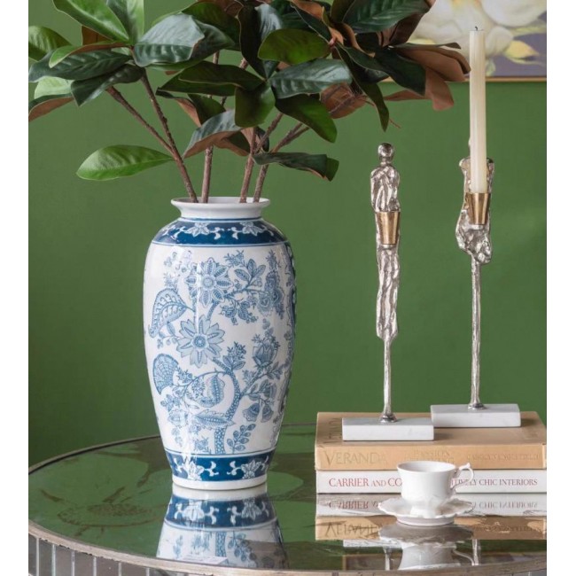 شمعدان معدن فضي بقاعده رخامي بتصميم مودرن متوفر شكلين7483