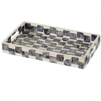 صينية مزخرفه بزخارف انيقه ببلاط مربعات الأبيض وبني 7659