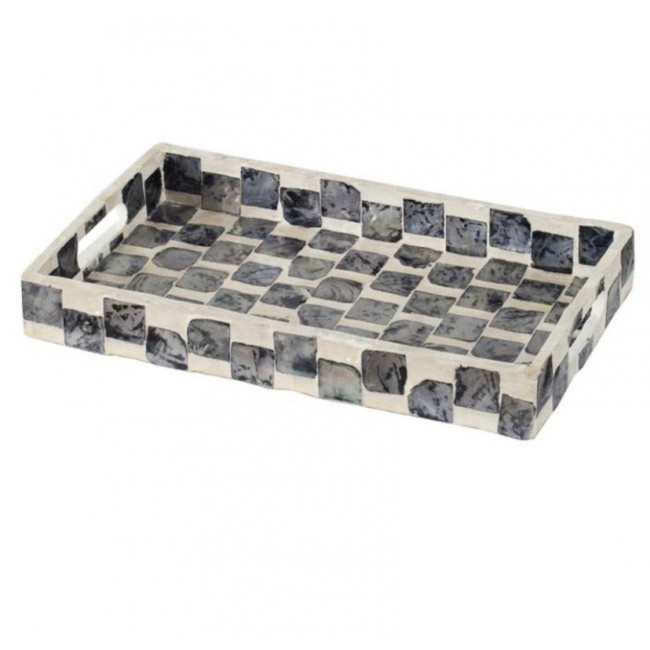 صينية مزخرفه بزخارف انيقه ببلاط مربعات الأبيض وبني 7659