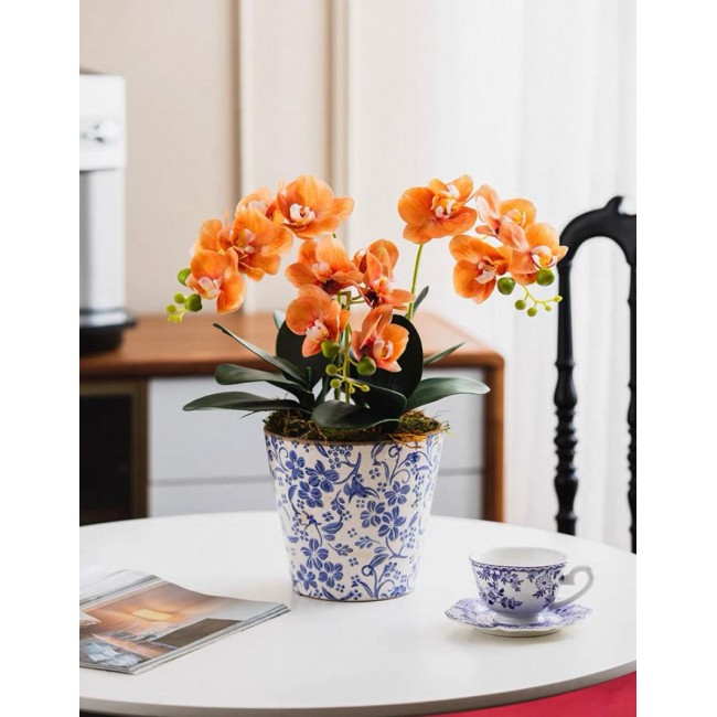 طقم مركن نبات سيراميك بنقوش الورد ريفيه 2 قطع 7529