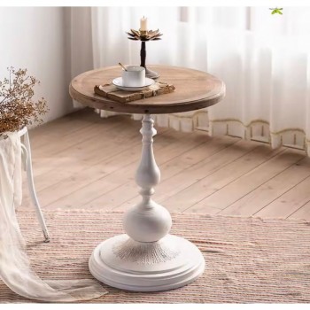 طاولة خشب طبيعي فانتج استاند معدن بتصميم اوربي 4737