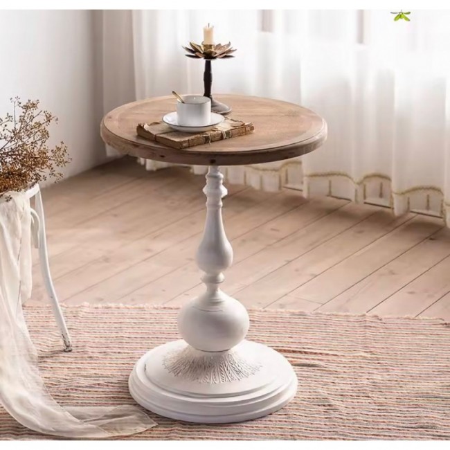 طاولة خشب طبيعي فانتج استاند معدن بتصميم اوربي 4737