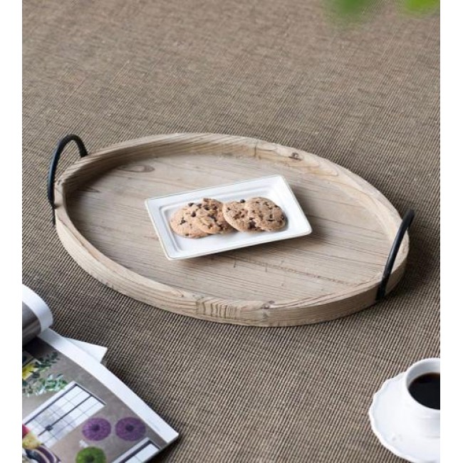 طقم صينية خشبية بمقبض معدن على الطراز الاوربي عدد القطع 2-7660