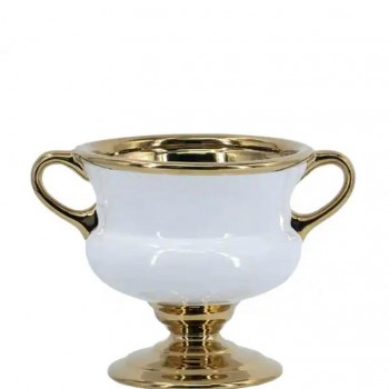 صحن تقديم سيراميك ذهبية القاعده والحافه بنمط عصري أنيق متوفر حجمين 7469