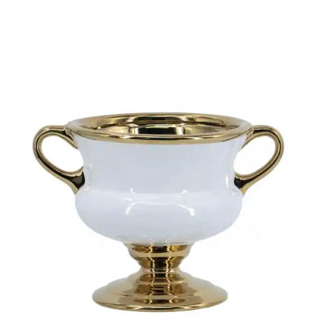 صحن تقديم سيراميك ذهبية القاعده والحافه بنمط عصري أنيق متوفر حجمين 7469