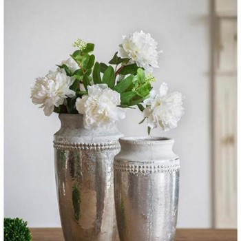 فازة فخاريه باللون فضي فاخر متوفر الحجمين 5717 فازة فخاريه باللون فضي فاخر متوفر الحجمين 5717