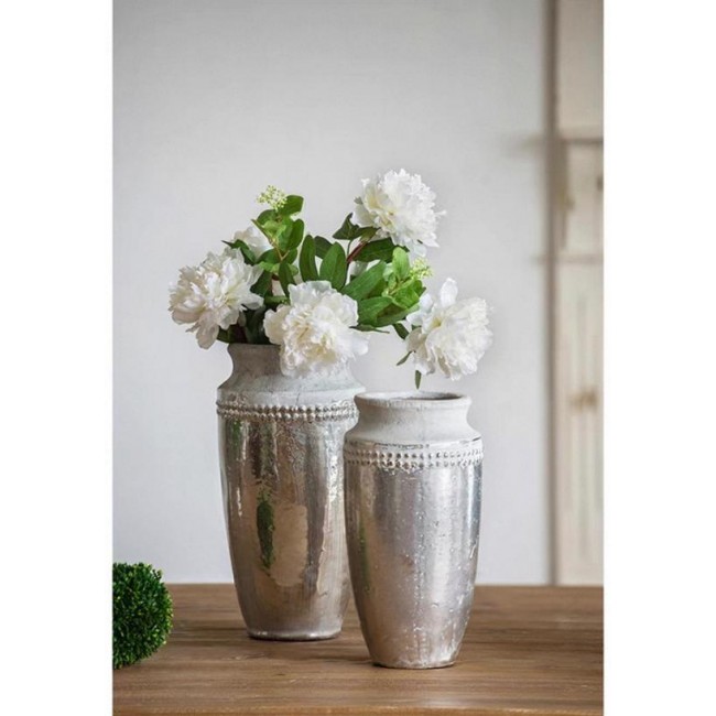 فازة فخاريه باللون فضي فاخر متوفر الحجمين 5717