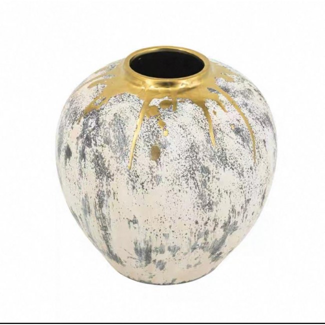 فازة سيراميك فن أبداعي بحافه ذهبيه مثالي لديكور المنزل 7464