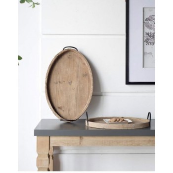 طقم صينية خشبية بمقبض معدن على الطراز الاوربي عدد القطع 2-7660