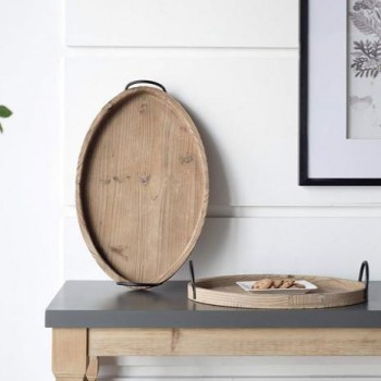 طقم صينية خشبية بمقبض معدن على الطراز الاوربي عدد القطع 2-7660