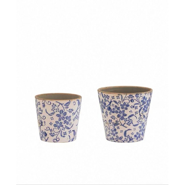 طقم مركن نبات سيراميك بنقوش الورد ريفيه 2 قطع 7529