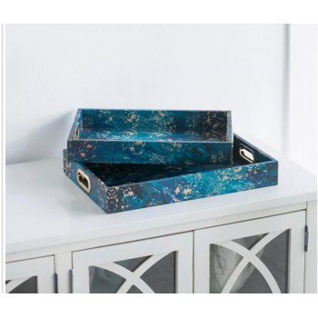 طقم صينيه باللون الازرق بالمسات ذهبيه فاخر بتصميم مودرن 7655