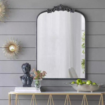 مرايا جداري بإطار أسود معدن بنمط أوربي كلاسيك 7727برتفاع 106cm