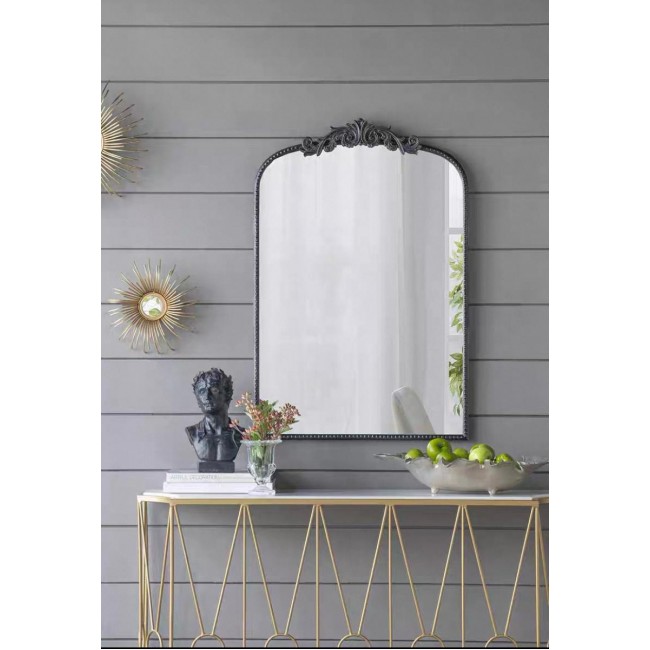 مرايا جداري بإطار أسود معدن بنمط أوربي كلاسيك 7727برتفاع 106cm