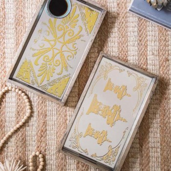 طقم صينية تقديم مرايا بتصميم حديث ملائم لديكور المنزل 7647