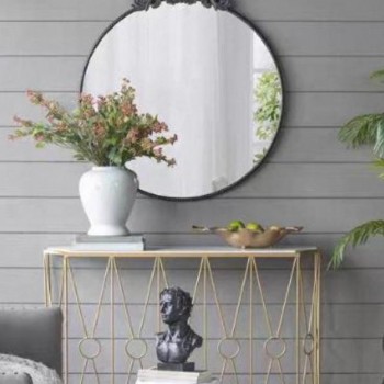 مرايا جداري دائره بإطار أسود بتصميم أوربي مثالي لديكور المنزل 7719برتفاع 97.8cm