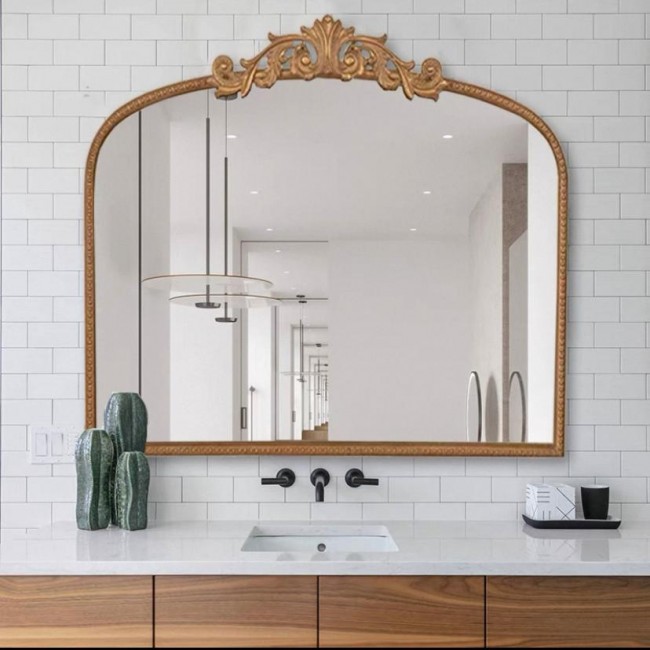مرايا جداري بإطار ذهبي بتصميم أوربي كلاسيك 7723برتفاع 79.3cm