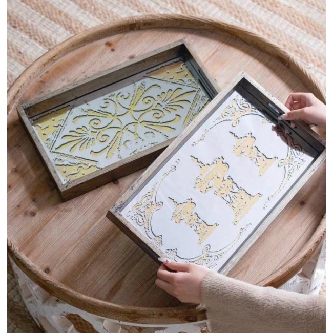 طقم صينية تقديم مرايا بتصميم حديث ملائم لديكور المنزل 7647