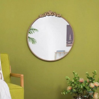 مرايا جداري دائري بإطار ذهبي بلمسات أنيقه أوربي 7720برتفاع 81.3cm