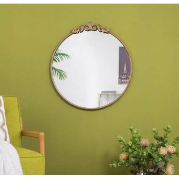 مرايا جداري دائري بإطار ذهبي بلمسات أنيقه أوربي 7720برتفاع 81.3cm