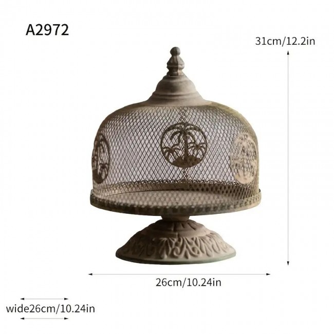 حامل شموع بغطا معدن بستايل فينتج متوفر الحجمين 8074