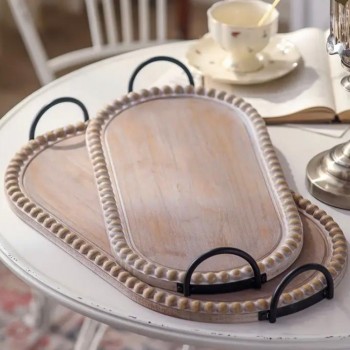 طقم صينية خشبية بتصميم مودرن2 قطعه 7880