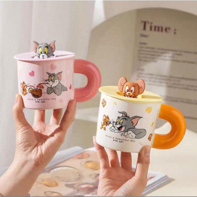 كوب سيراميك بشخصية كارتون ديزني بغطاء متوفر للونين 7060