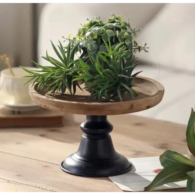 صحن خشب بقاعده معدن على الطرز الاوربي 8112