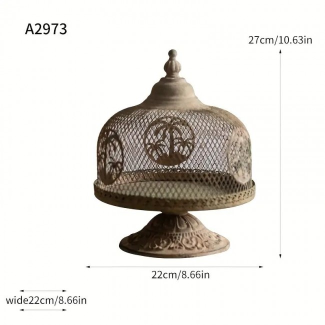 حامل شموع بغطا معدن بستايل فينتج متوفر الحجمين 8074