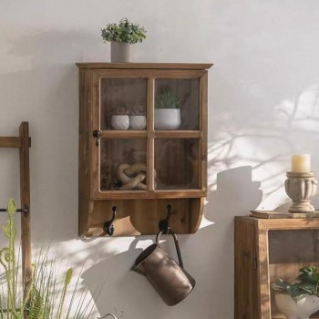 رف جداري خشب طبيعي علاق معدن L8126