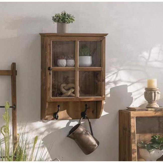 رف جداري خشب طبيعي علاق معدن L8126