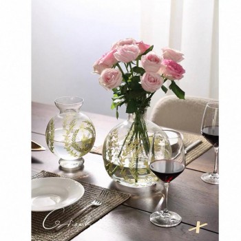 فازه زجاج شفاف بنقوش ذهبيه أنيقة مثالي لديكور المنزل متوفر الحجمين 7473