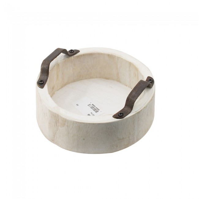 طقم صينيه خشب دائري بمقبض معدن 5 قطع مختلفة الاحجام 7662