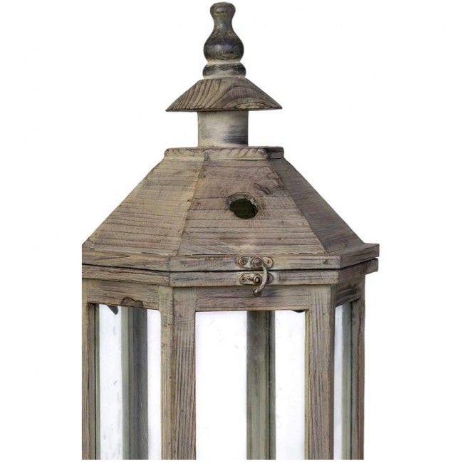 طقم فانوس خشبي بألواح زجاجيه على الطراز الاروبي مثالي لديكور المنزل 761